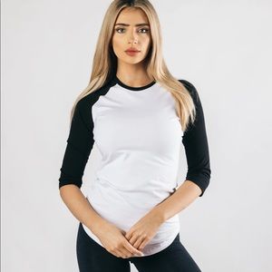 Alphalete 3/4th Sleeve Tee - Black/White Size XXS